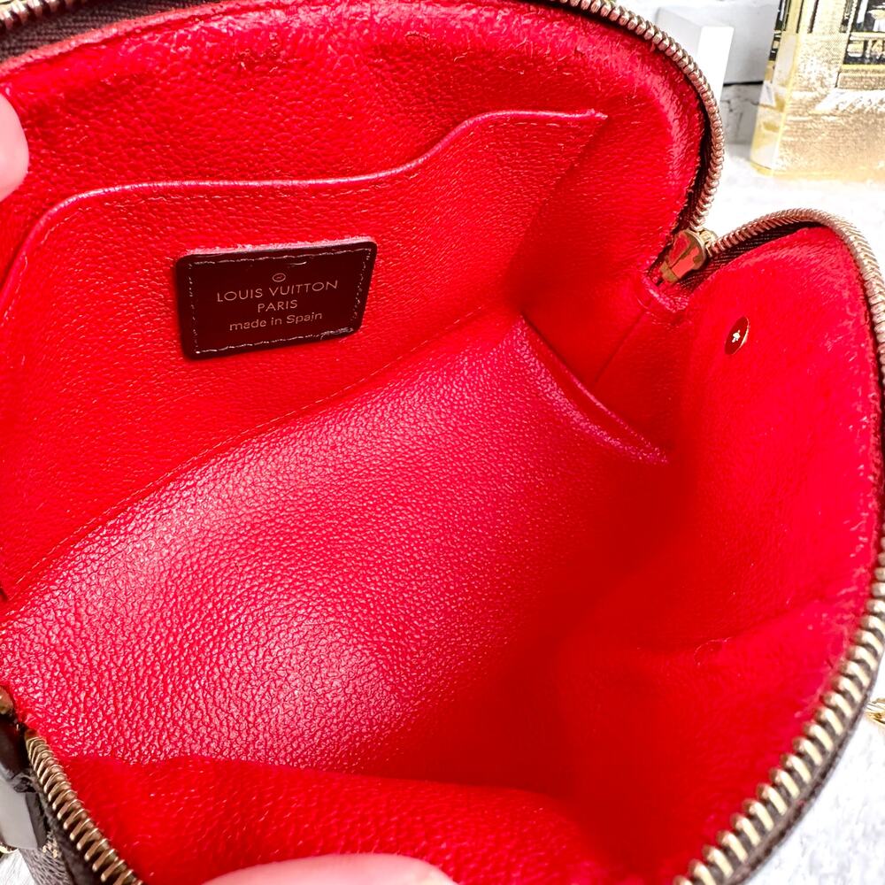 Louis Vuitton Damier Ebene Cosmetic Pouch PM crossbody bag with chain NICE - Picture 12 of 14